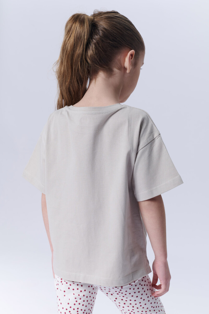 Remera manga corta estampa Lucky Beige Melange