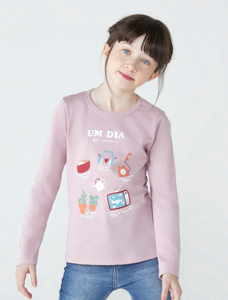 CAMISETA INFANTIL CON ESTAMPA VIOLETA