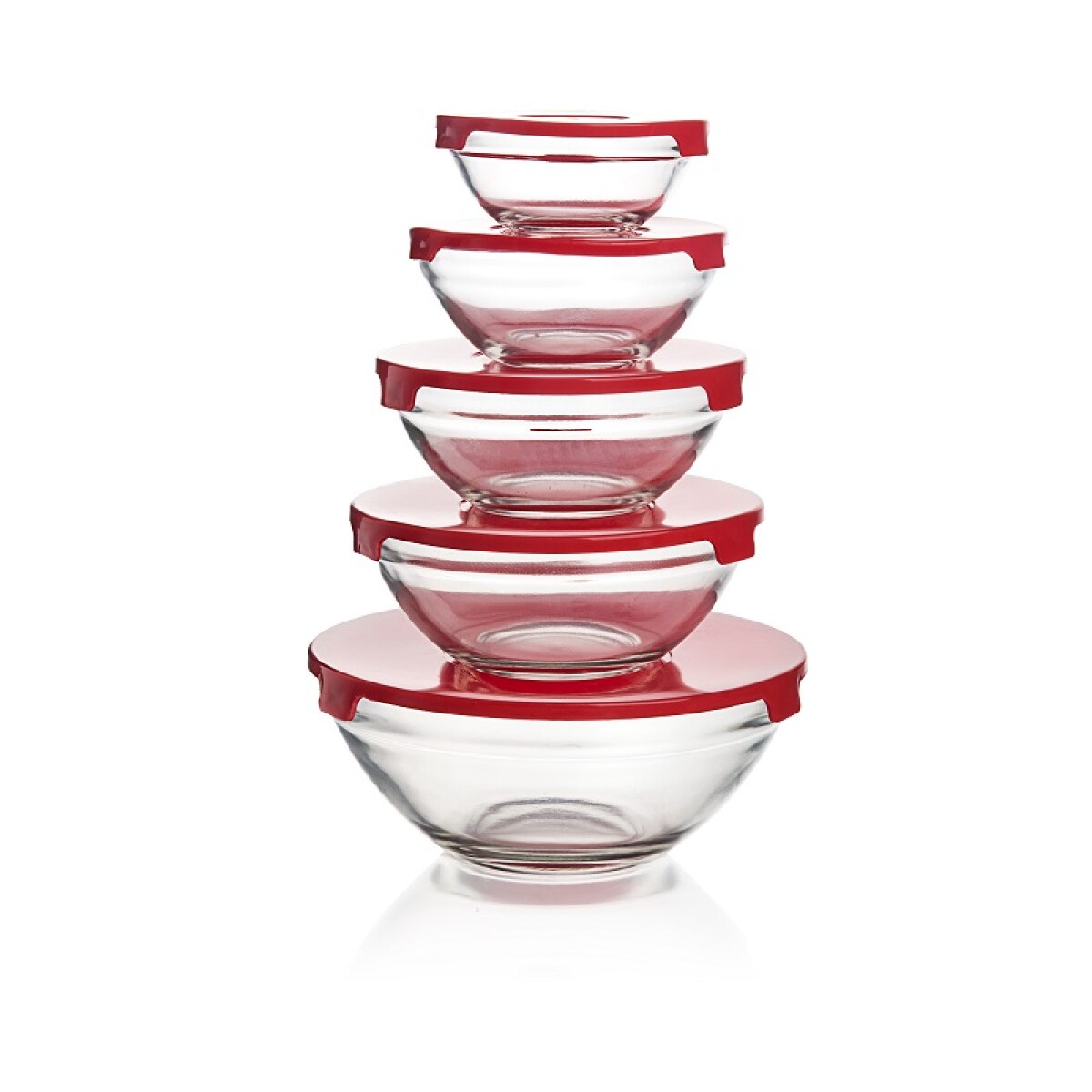 Set 5 bowls con tapa 9-10-12-14 y 17 cms 