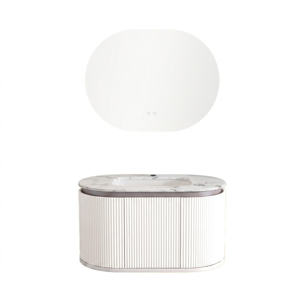 MUEBLE DE BAÑO PVC BLANCO CON ESPEJO LUZ LED MODELO LT6001-80 / MUEBLE + ESPEJO LED - 80 cm Mueble De Baño Pvc Blanco Con Espejo Luz Led Modelo Lt6001-80 / Mueble + Espejo Led - 80 Cm