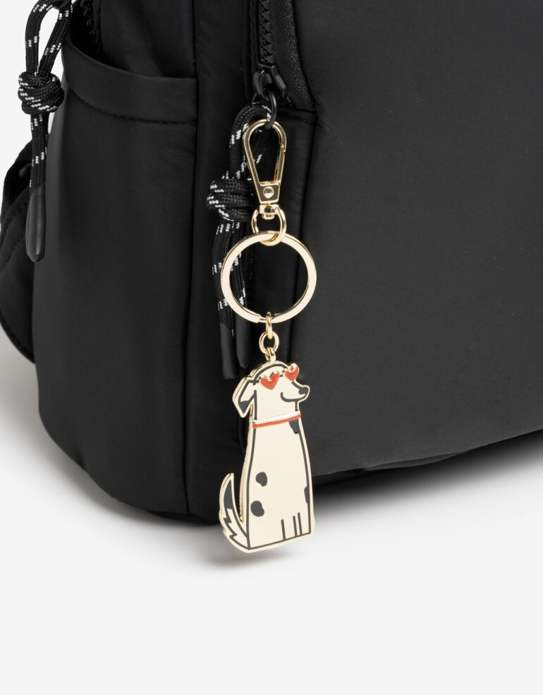 Llavero Metal Llavero Y Bag Charm De Perro Con Anteojos - Combinacion Bicolor