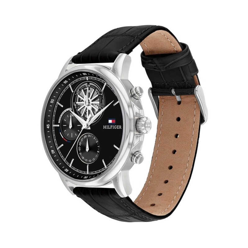 Reloj Tommy Hilfiger para hombre de acero inoxidable y cuero negro 1710605 Reloj Tommy Hilfiger Para Hombre De Acero Inoxidable Y Cuero Negro 1710605