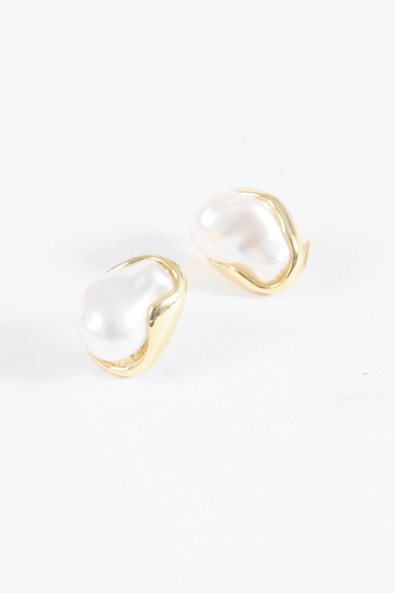 Caravanas clip perla dorado