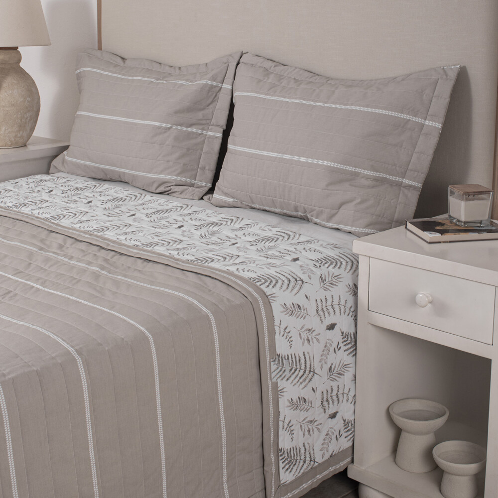 Cubrecama Bea Hojas Beige Twin