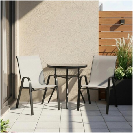 Mesa De Jardín De Vidrio Templado Esmerilado RUSTICO SC-090 - Negro Mesa De Jardín De Vidrio Templado Esmerilado RUSTICO SC-090 - Negro