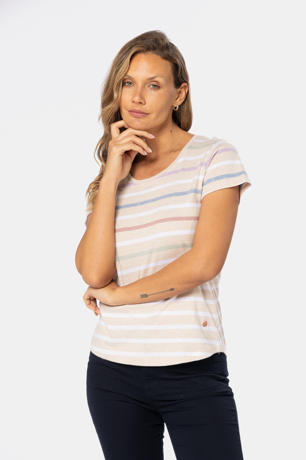 REMERA RAYADA Beige