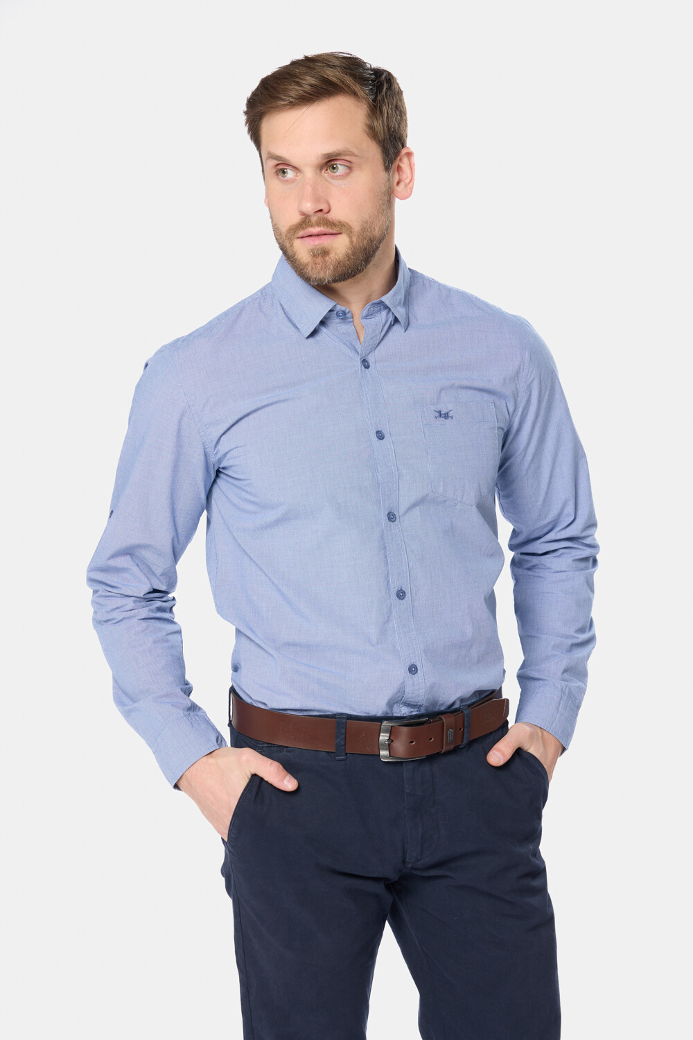 CAMISA CUADROS DE ALGODÓN Azul