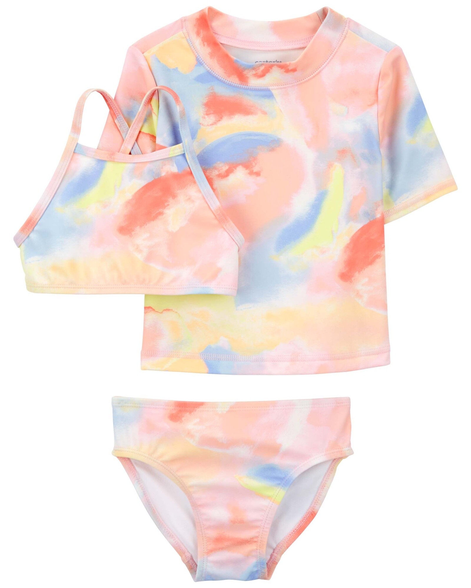 Traje de baño tres piezas con protección UPF 50+ diseño tie-dye Sin color
