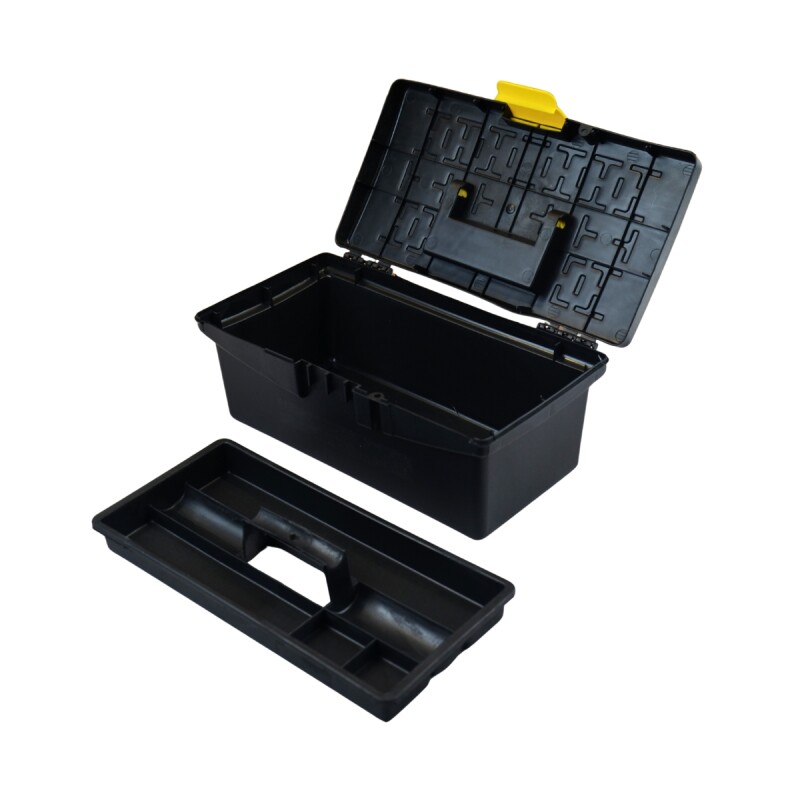 Caja de herramientas con bandeja y divisiones NEGRO