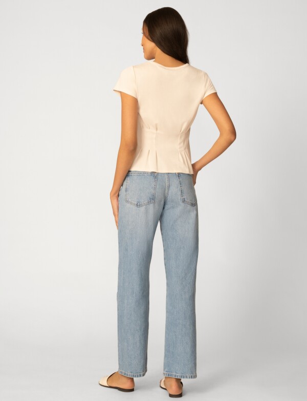 Remera Alforzas BEIGE CLARO