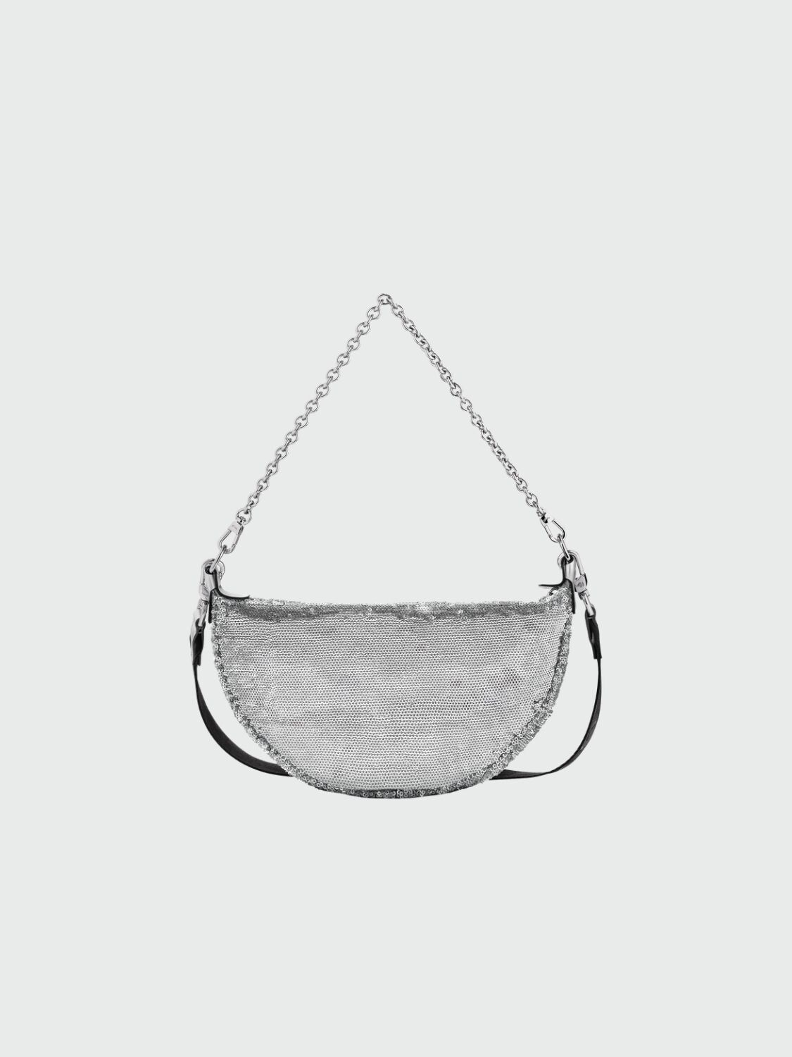 Longchamp -Bolso de hombro brillante talle S, Smile Plateado
