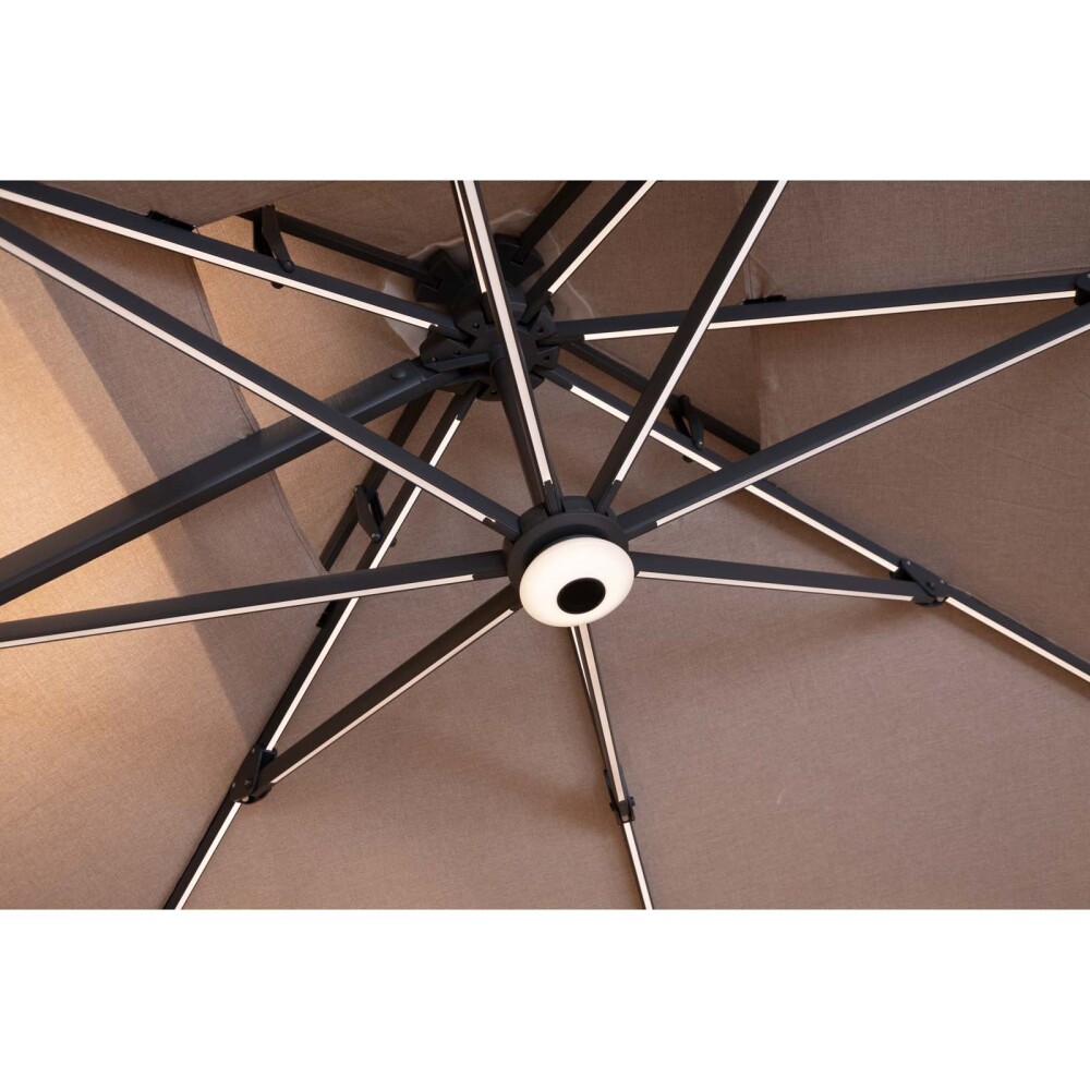 SOMBRILLA ALUMINIO 3*3M ALUMINIO NATURAL-BEIGE MUMBAI LED