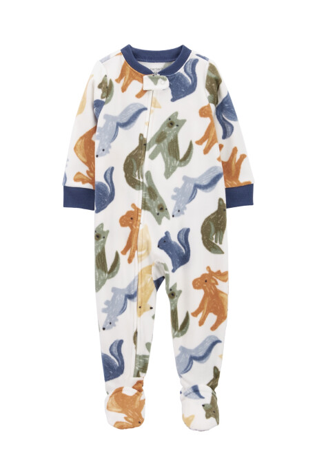 Pijama una pieza de micropolar con pie diseño animales Sin color
