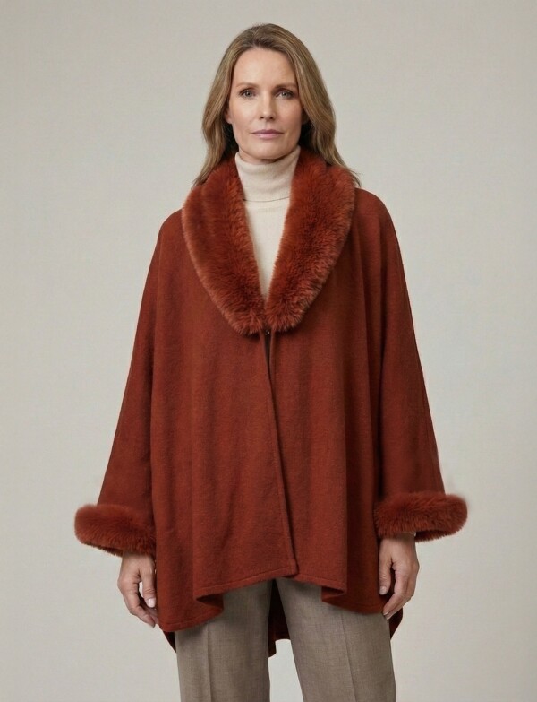 Ruana Faux Fur TERRACOTA