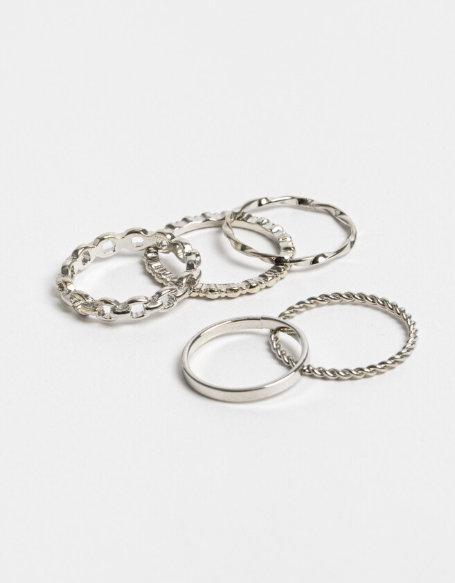 Sets Anillos Strass Anillos Sets De Metal - Plateado