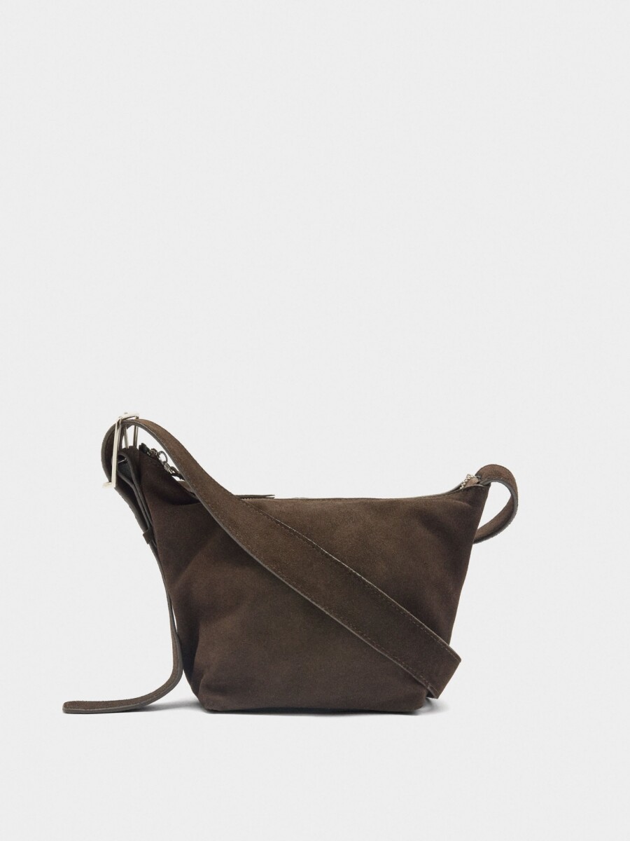 Bolso Bandolera De Piel Lisa marron