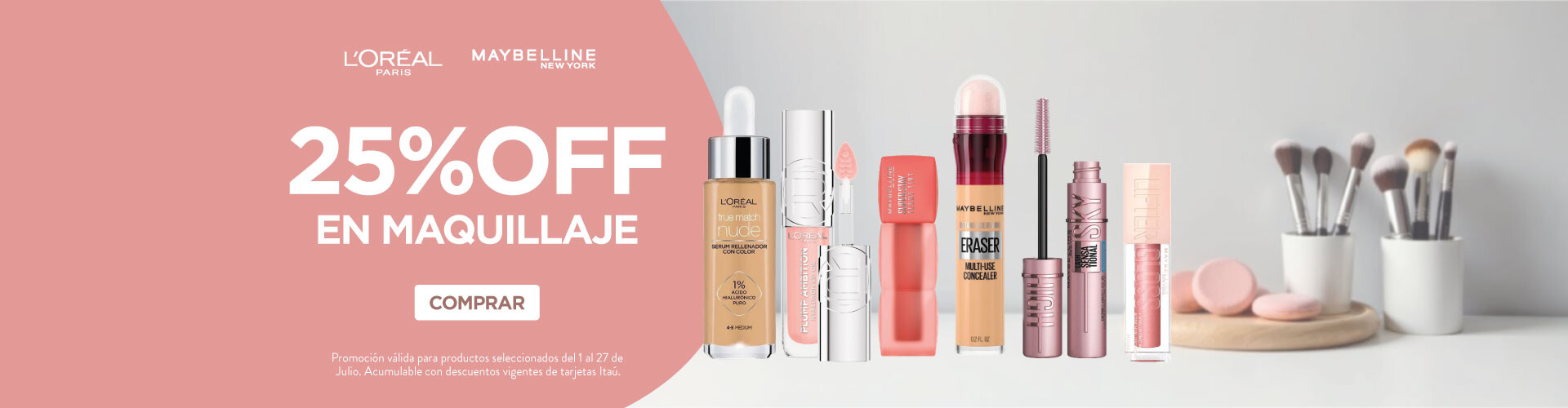 MakeUp, 25% off acumulable con Itaú.