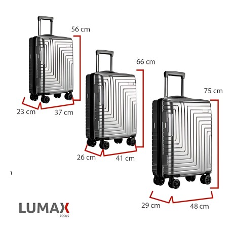 Set de 3 Valijas de Mano Rígidas Plateado