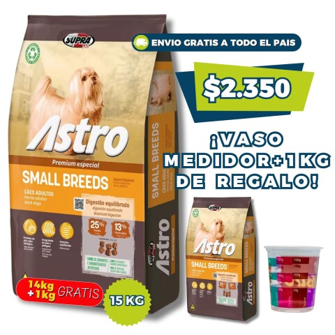 ASTRO PERROS ADULTOS RAZAS PEQUEÑAS 14 KG + 1 KG GRATIS + VASO MEDIDOR DE REGALO ASTRO PERROS ADULTOS RAZAS PEQUEÑAS 14 KG + 1 KG GRATIS + VASO MEDIDOR DE REGALO