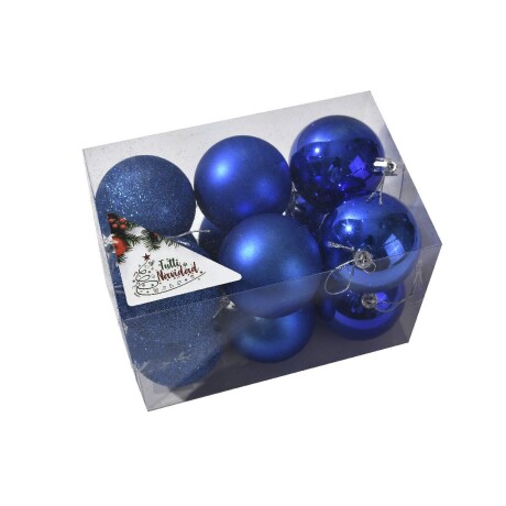 Esferas Metalizadas Y Satinadas Azul X 12 Unidades Por 6cm Unica