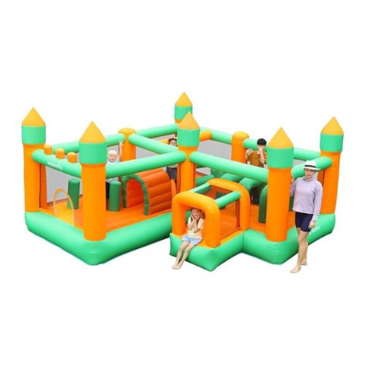 Castillo Inflable Doble Tobogán Naranja - Doctor Dolphin 