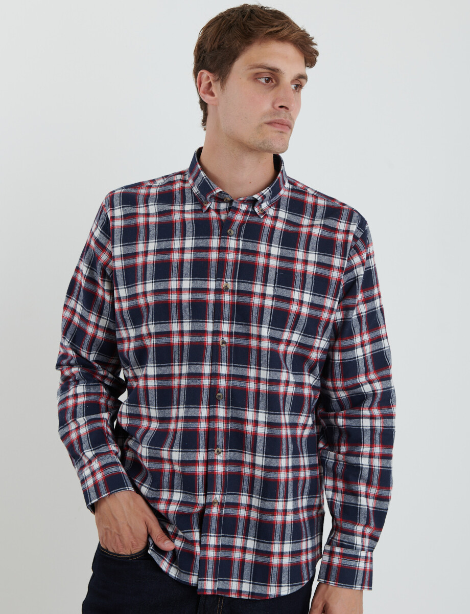 012442 CAMISA HARRINGTON LABEL Azul Osc/rojo