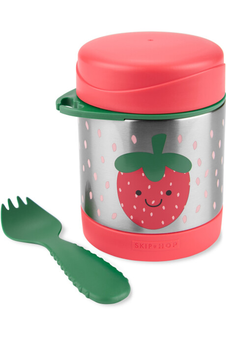 Tupper de acero inoxidable con cubierto, diseño frutilla Sin color