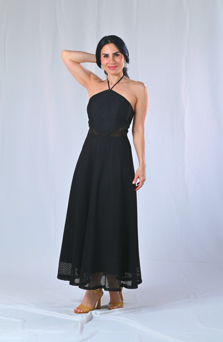 Vestido largo bordado Abril - Negro 