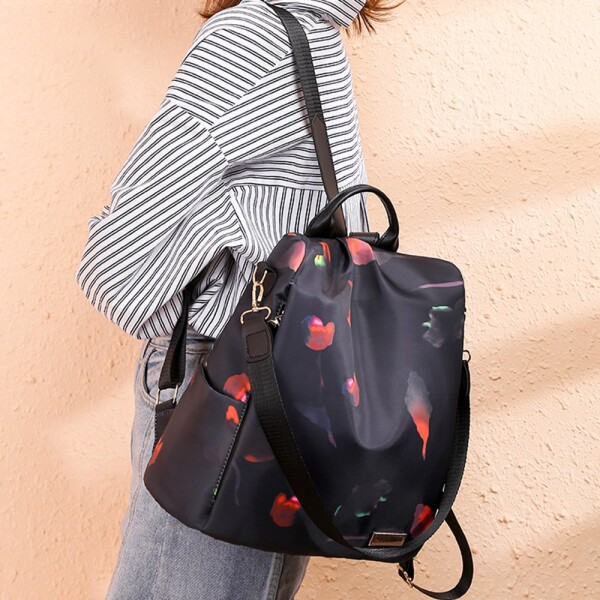 Mochila Antirrobo Cartera Mujer Impermeable Bolso Dama Color Variante Flores