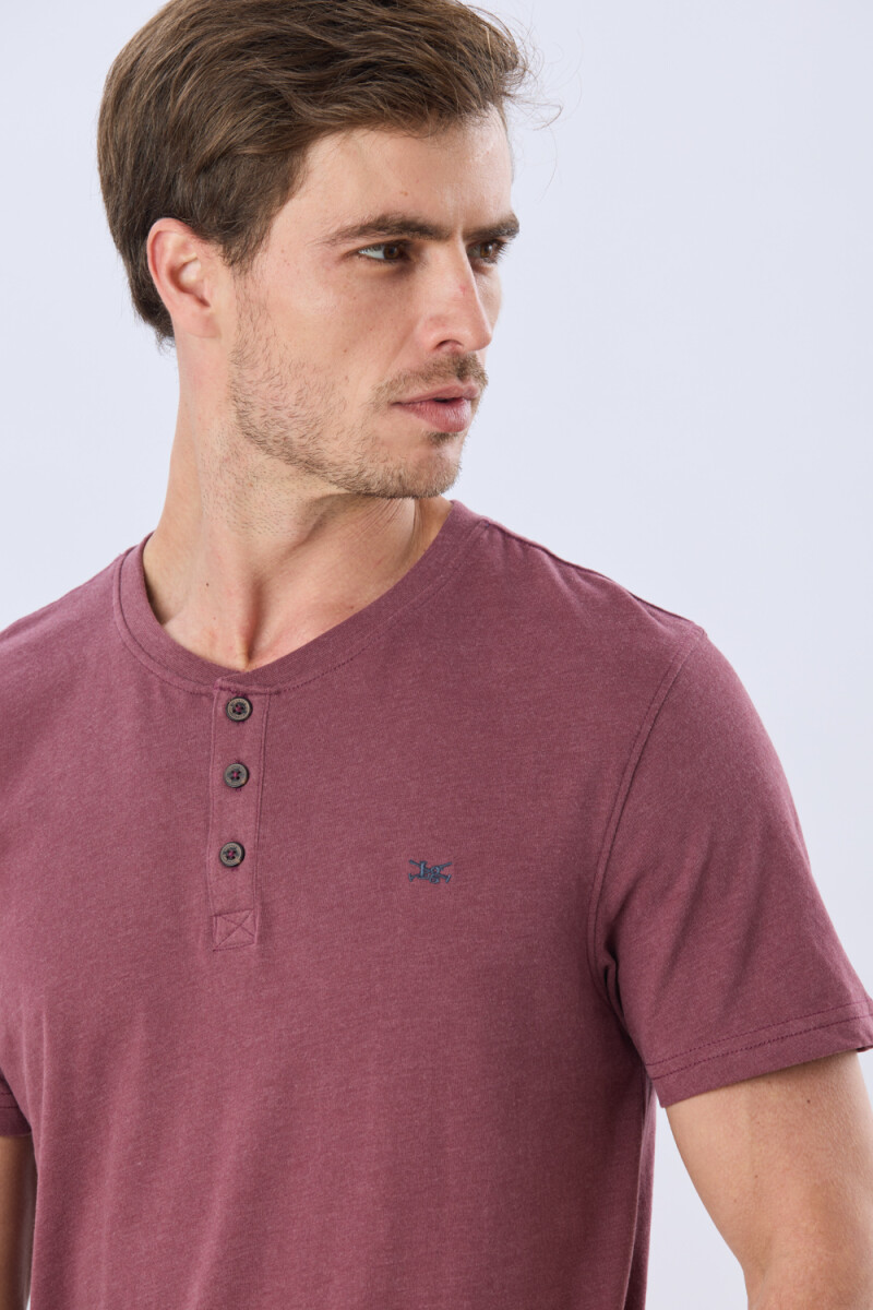 REMERA LISA DE ALGODÓN - Bordo Melange 