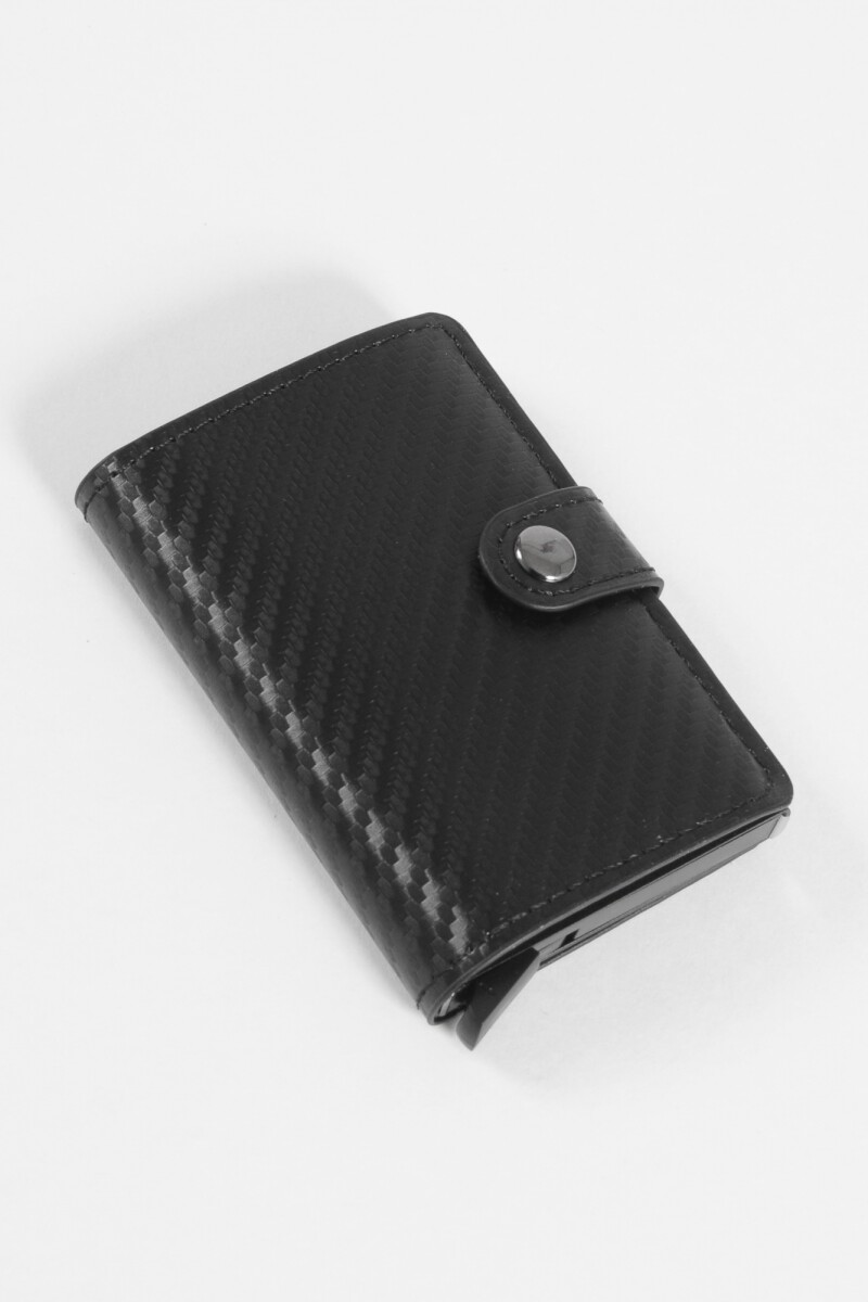 Tarjetero RFID de cuero vegano negro