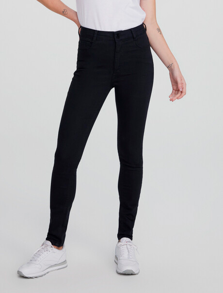 PANTALÓN DE JEAN CINTURA MEDIA SKINNY NEGRO