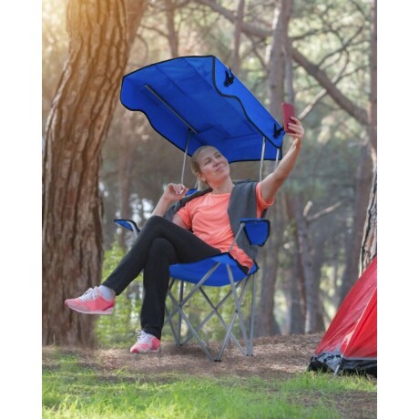 Silla de Camping Plegable con Posabrazos y Toldo Silla de Camping Plegable con Posabrazos y Toldo