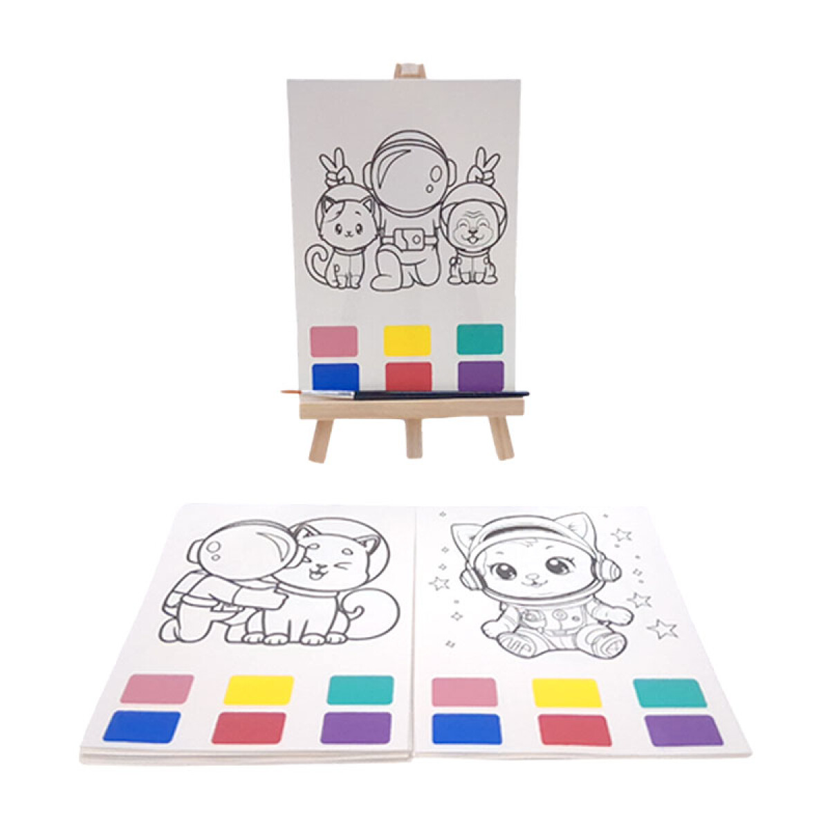 Láminas con atril y pincel para colorear DIY - Láminas Con Atril Y Pincel Para Colorear Diy 