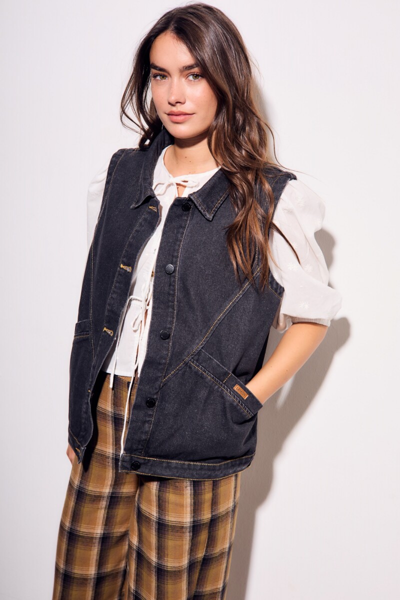 Chaleco Denim Jean Gris