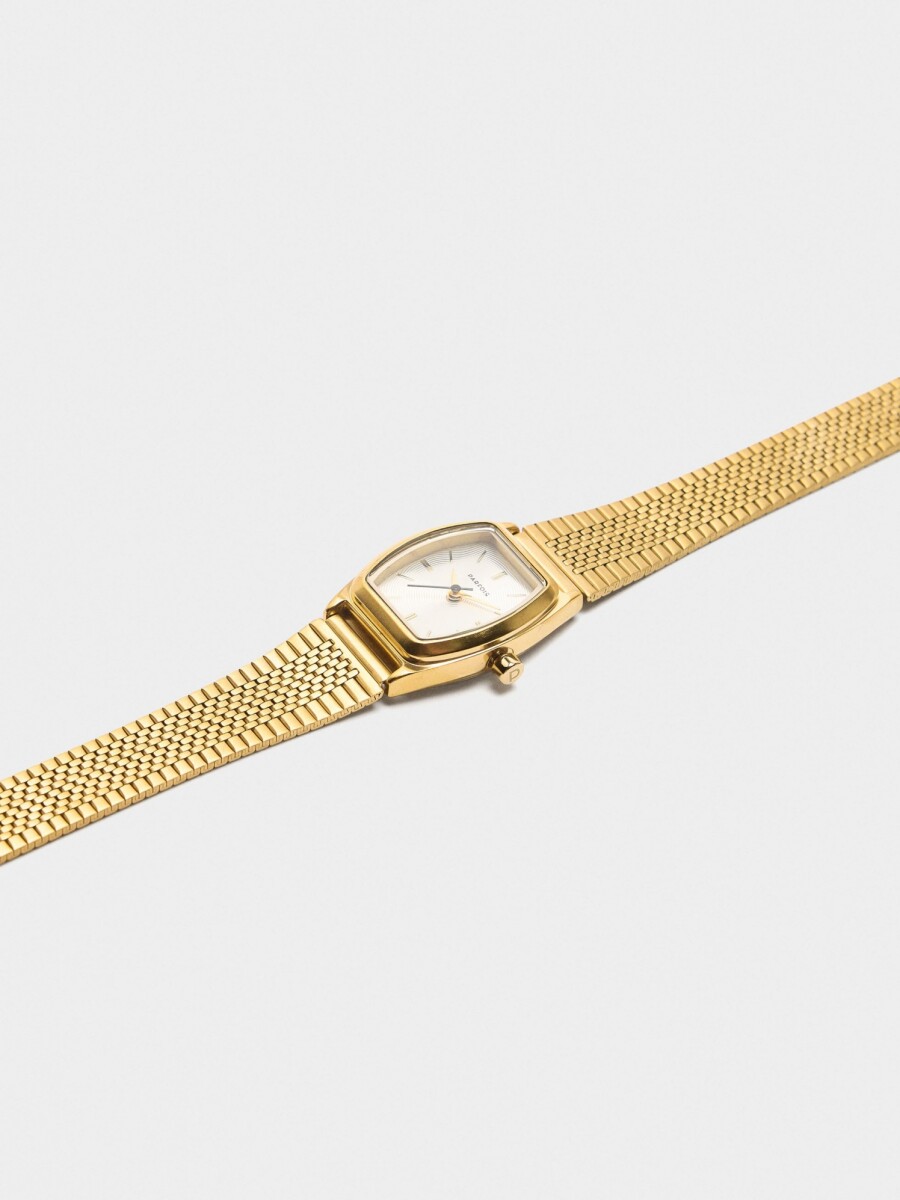 Reloj Cuadrado Con Pulsera De Acero Inoxidable dorado