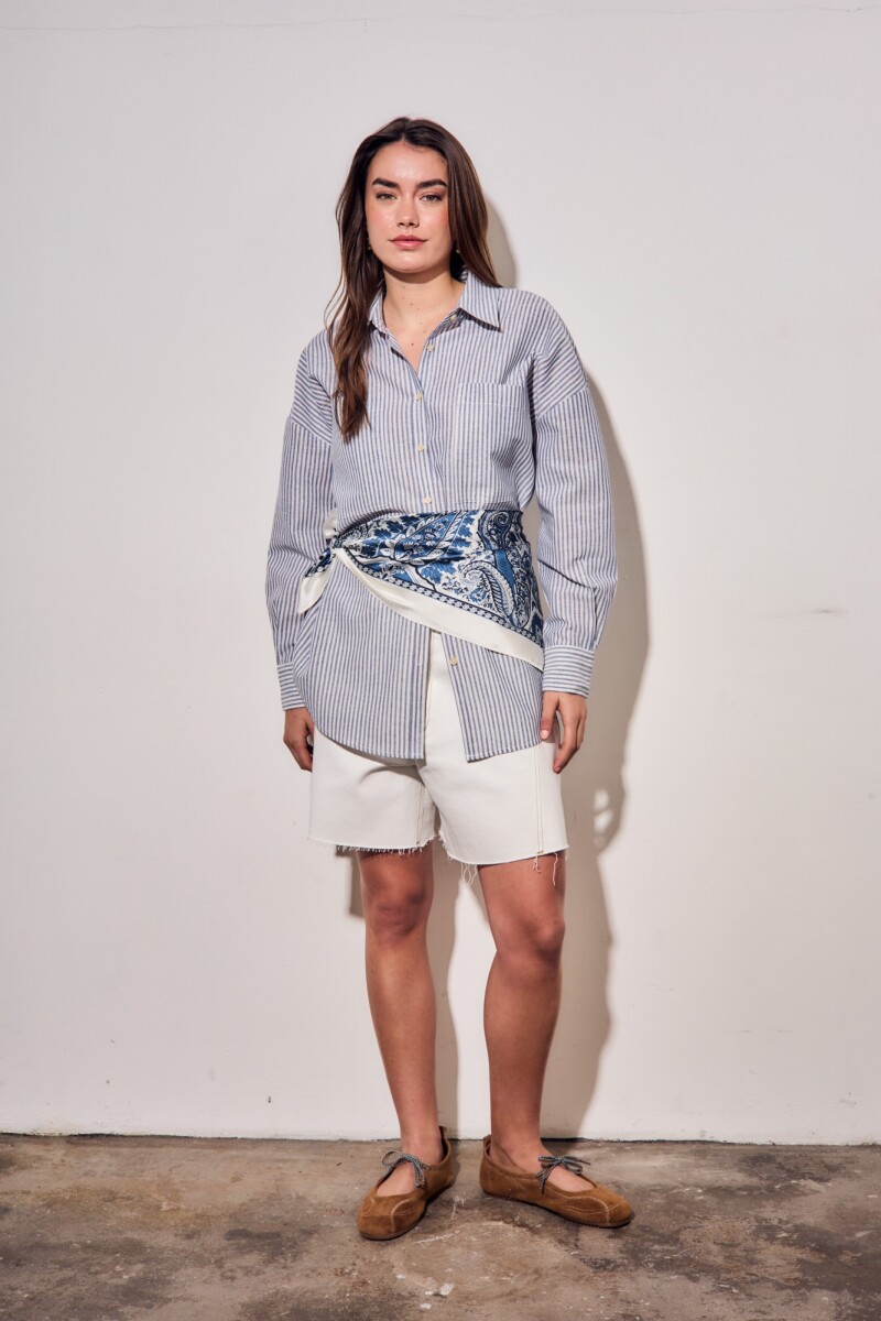 Camisa Rayada Azul