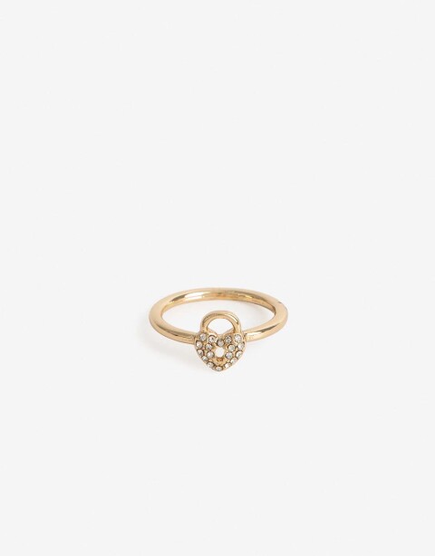 Anillos Chicos Strass Anillo Strass Corazón - Dorado