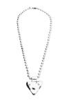 COLLAR LARGO DE BOLAS DE ALEACIÓN DE METALES BAÑADO EN PLATA DE LEY CON DETALLE DE CORAZÓN Colgante