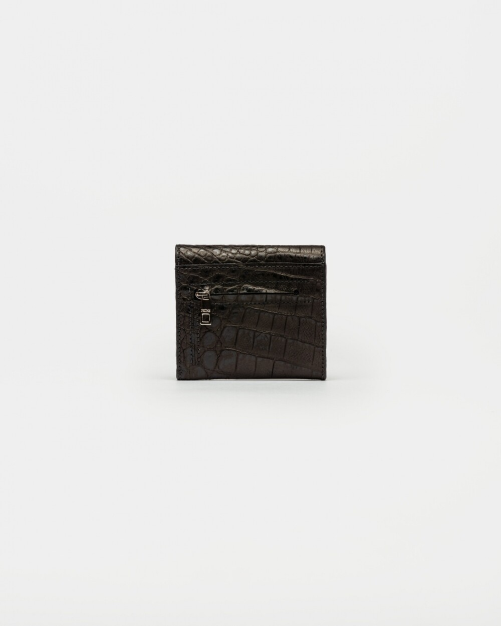 Billetera Cataluña En Cuero Grabado Croco Negro
