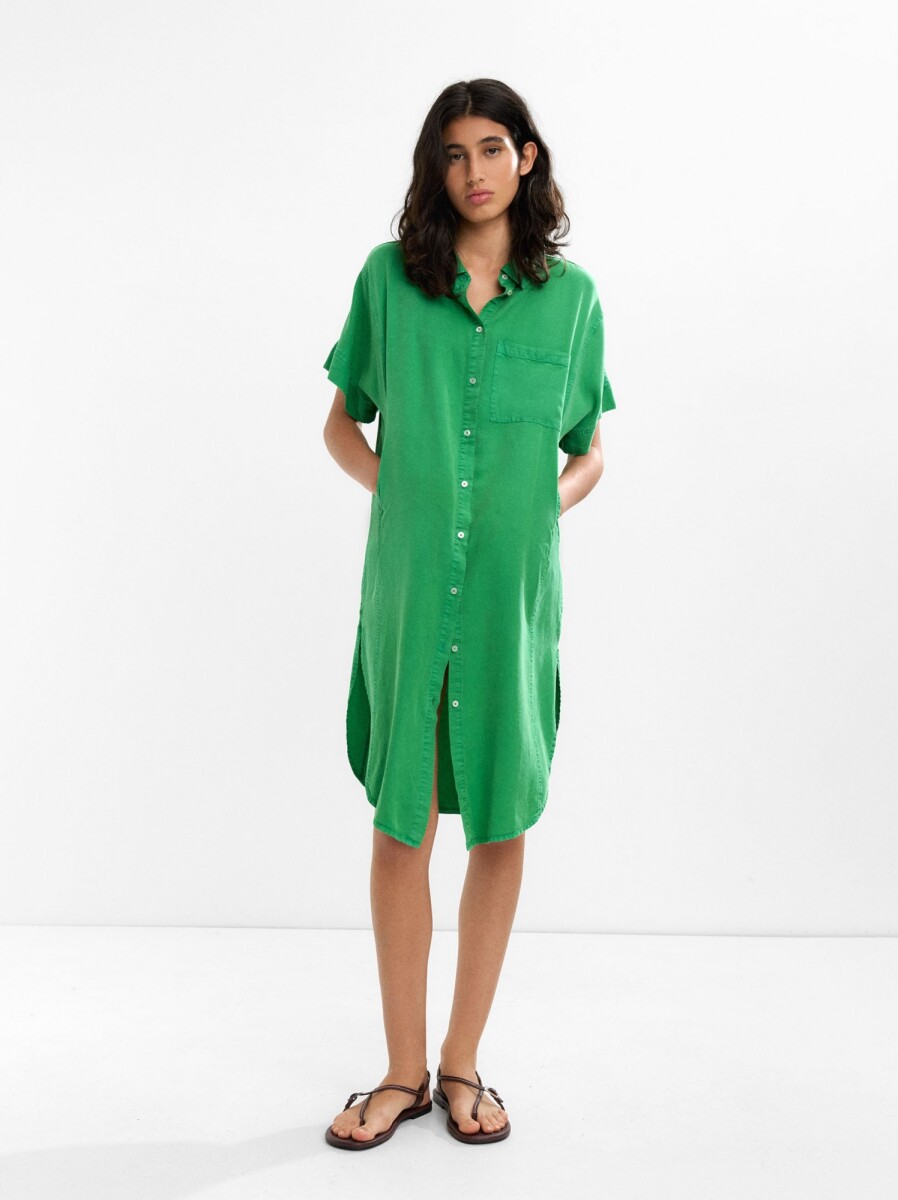 Vestido Camisero 100% Lyocell - verde 