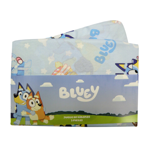 Juego Sábanas Infantil Bluey 1 Plaza 100% Microfibra CELESTE