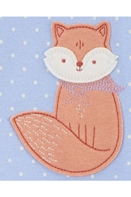 Pijama uno pieza de algodón, con pie, estampa zorro Sin color