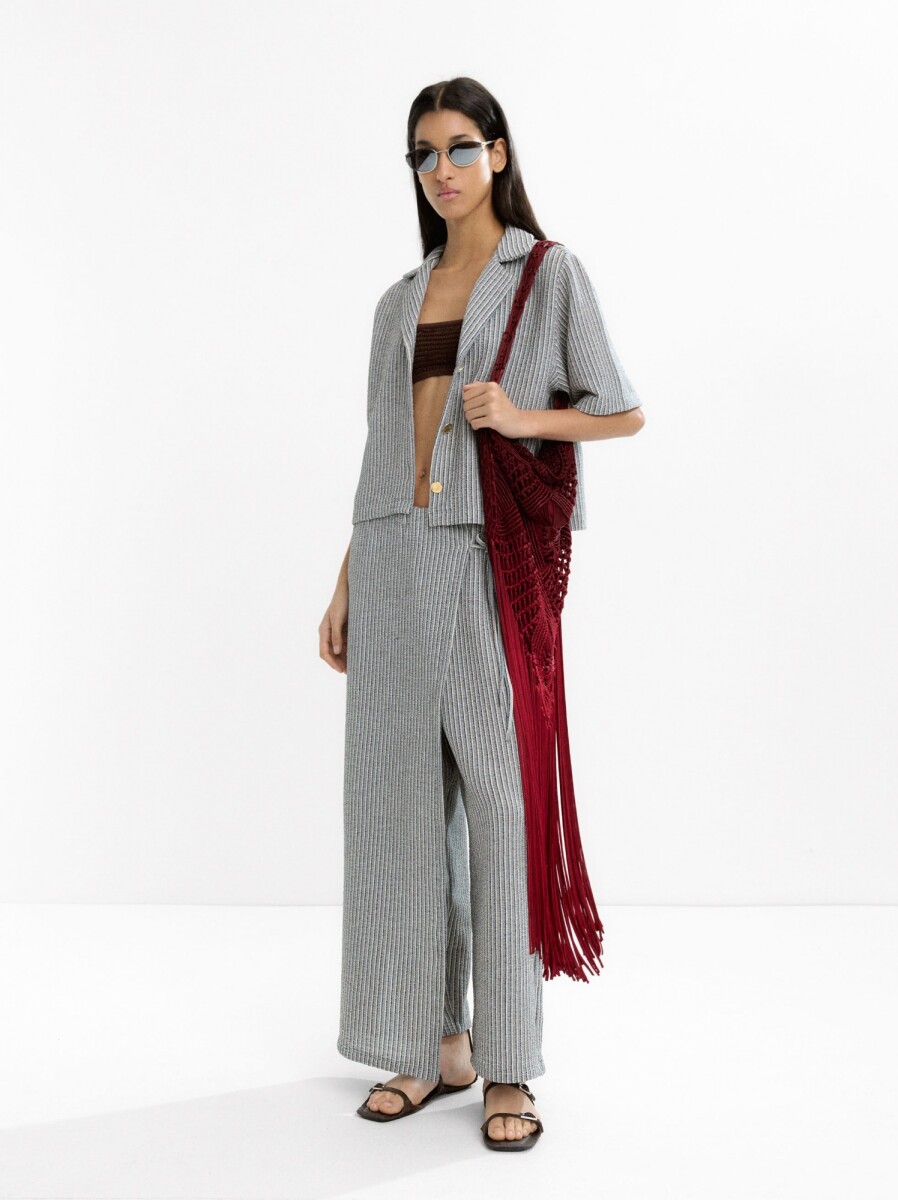 Pantalón Con Cruce De Rayas - multicolor 