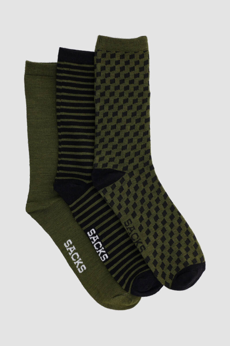 Pack x 3 medias media caña lisas - Combinacion b 