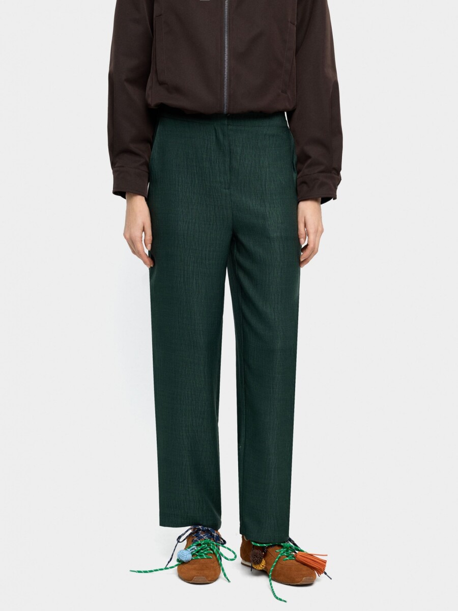 Pantalones Con Efecto Arrugado verde