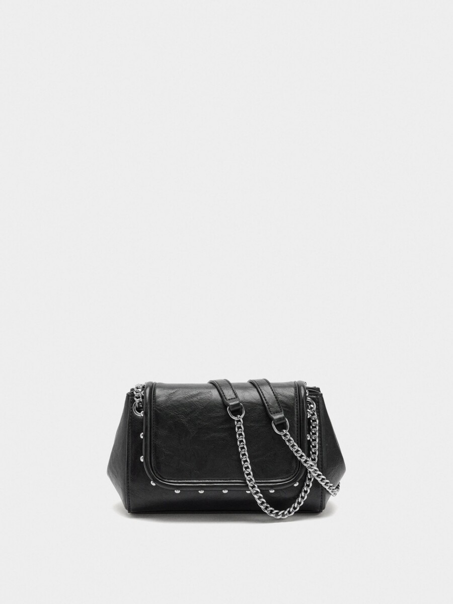 Bolso De Hombro Con Solapa Y Tachuelas negro