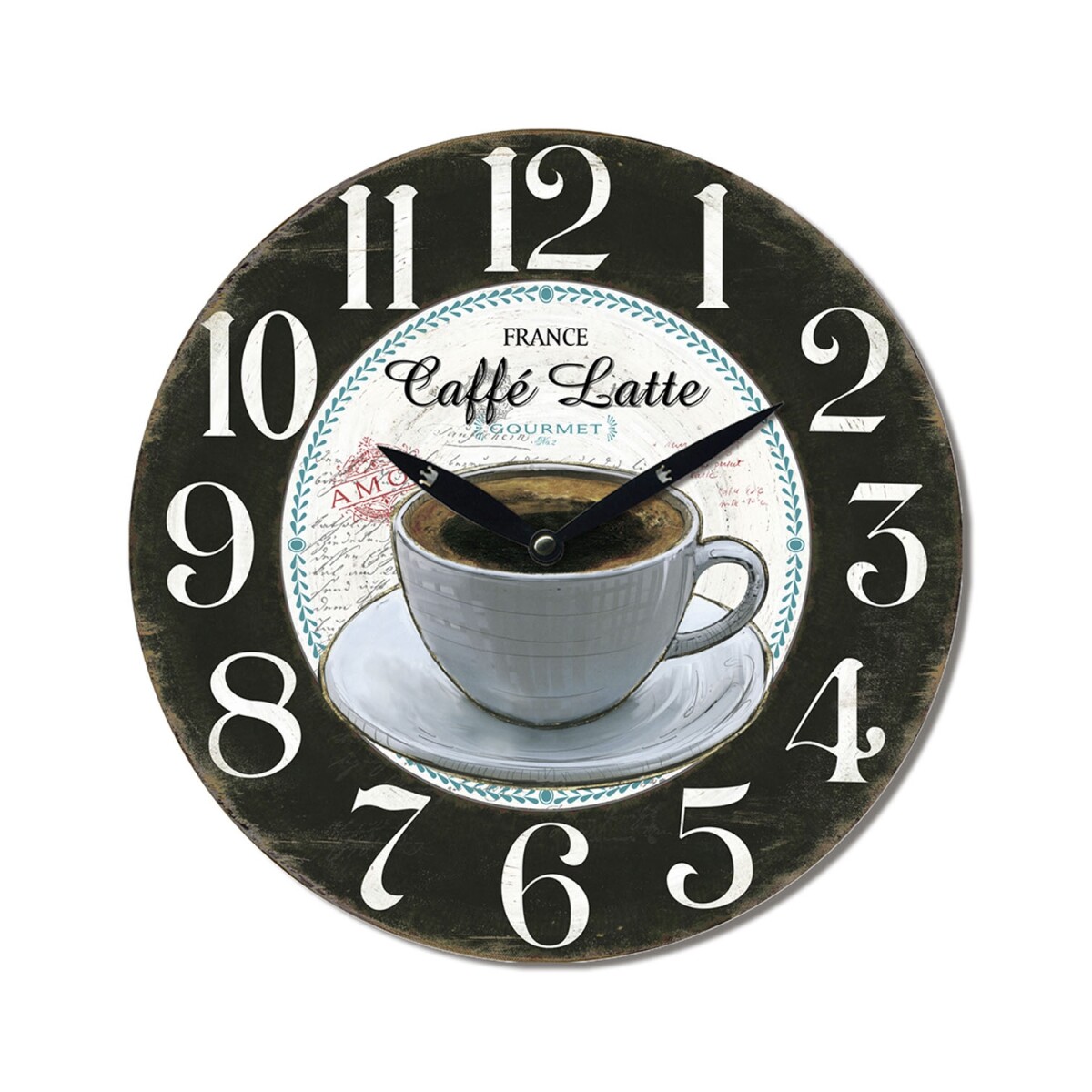 Reloj Analógico de Pared en MDF con Estampado Selecta 29cm - CAFFE LATTE 