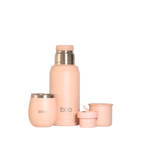 Set De Termo 750 Ml Y Mate Con Tapa brio Acero Inox Salmón