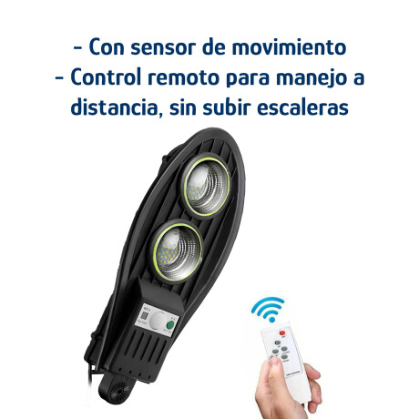Foco Exterior Solar 2 Luces Led p/Pared Sensor Mov y Control Negro